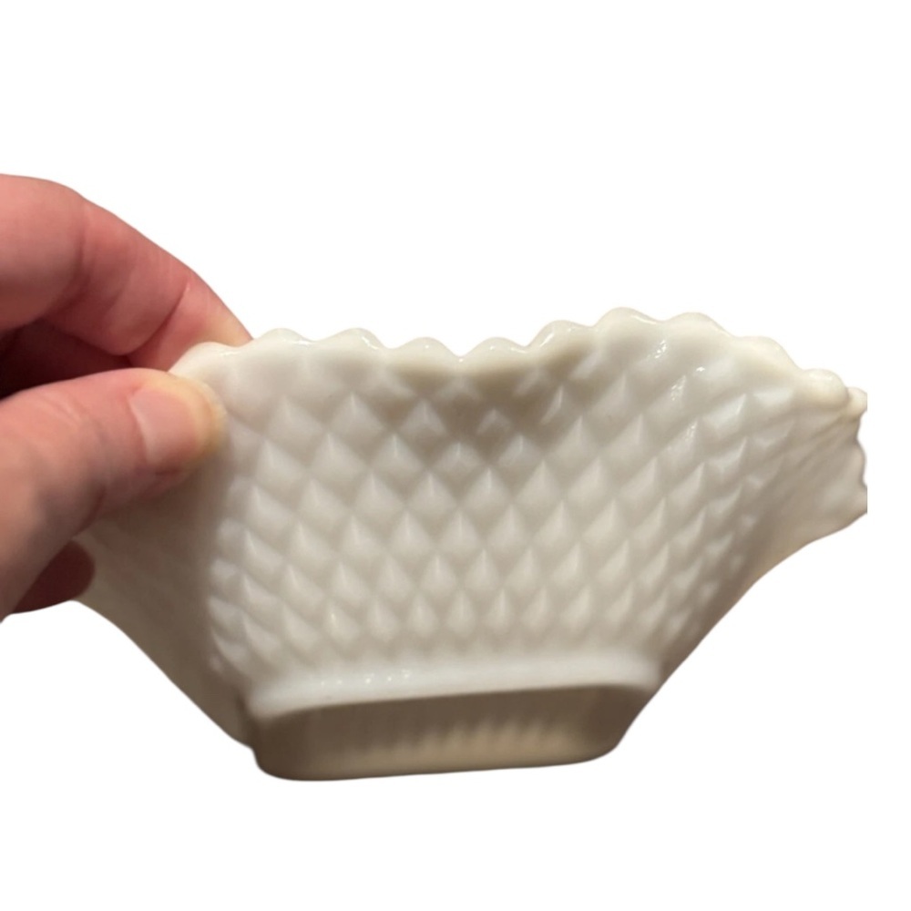 Vintage‎ White Milk Glass Hobnail Bowl – 6″ Decorative Dish